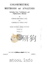 COLORIMETRIC METHODS OF ANALYSIS VOLUME 3   1953  PDF电子版封面    FOSTER DEE SNELL 