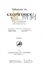 Advances in GEOPHYSICS VOLUME 1（ PDF版）