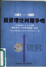 投资理论问题争鸣  1981-1985（1987 PDF版）