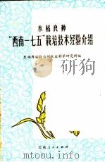 水稻良种“西南一七五”栽培技术经验介绍 1971 PDF电子版封面 T16116·157 楚雄彝族自治州农业科学研究所编