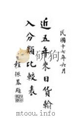 近五年来日货输入分类比较表 1928 PDF电子版封面 国立中央大学商学院反日运动委员会编
