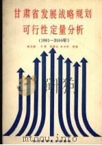 甘肃省发展战略规划可行性定量分析 1986 PDF电子版封面 朱正佑等著