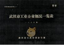 武汉市工业企业概况一览表 1985年 1986 PDF电子版封面 武汉市工业普查办公室编