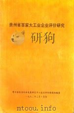 贵州省百家大工业企业评价研究 1992 PDF电子版封面 贵州省经济社会发展研究中心企业评价课题组编著