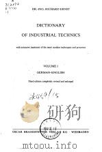 DICTIONARY OF INDUSTRIAL TECHNICS PDF电子版封面