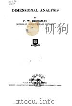 P.W.Bridgman Dimensional Analysis PDF电子版封面