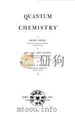 Quantum Chemistry Henry Eyring The Late John Walter PDF电子版封面