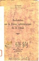 Recherches sur la Faune aphidologique de la Chine PDF电子版封面