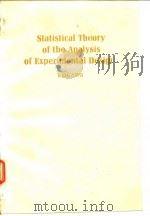 Statistical Theory of the Analysis of Experimintal Designs     PDF电子版封面     