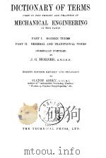 Dictionary of Terms Mechanical Engineering In Two Parts PART Ⅰ PDF电子版封面