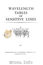 Wavelength TABLES OF Sensitive Lines（ PDF版）