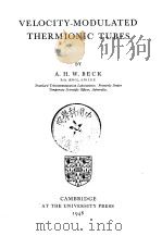 VELOCITY-MODULATED THERMIONIC TUBES PDF电子版封面 A.H.W.BECK