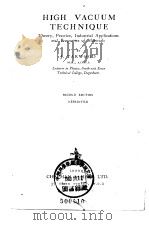 HIGH VACUUM TECHNIQUE PDF电子版封面 J.YARWOOD