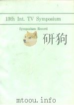 13th Int TV Symposium 1983 PDF电子版封面