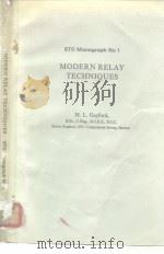 STC Monograph No 1 MODERNRELAY TECHNIQUES PDF电子版封面