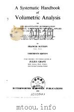 A Systematic Handbook of Volumetric Analysis PDF电子版封面