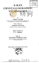 X-RAY CRYSTALLOGRAPHIC TECHNOLOGY PDF电子版封面