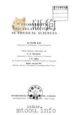 PROBABILITY AND RELATED TOPICS IN PHYSICAL SCIENCES PDF电子版封面
