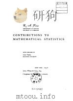 CONTRIBUTIONS TO MATHEMATICAL STATISTICS PDF电子版封面
