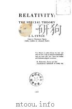RELATIVITY:THE SPECIAL THEORY PDF电子版封面
