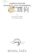 GERMAN-ENGLISH TECHNICAL AND ENGINEERING DICTIONARY PDF电子版封面