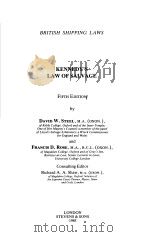 KENNEDY‘S LAW OF SALVAGE FIFTH EDITION PDF电子版封面 0420434305