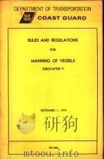 RULES AND REGULATIONS FOR MANNING OF VESSELS SUBCHAPTER P PDF电子版封面