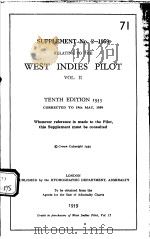 WEST INDIES PILOT VOL Ⅱ TENTH EDITION 1955 SUPPLEMENT NO.2-1959 PDF电子版封面