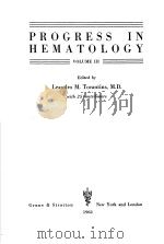 PROGRESS IN HEMATOLOGY VOLUME Ⅲ PDF电子版封面