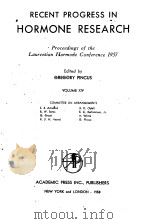 RECENT PROGRESS IN HORMONE RESEARCH VOLUME 14 PDF电子版封面
