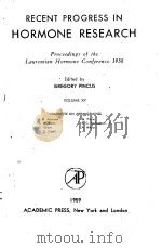 RECENT PROGRESS IN HORMONE RESEARCH VOLUME 15 PDF电子版封面