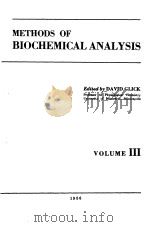 METHODS OF BIOCHEMICAL ANALYSIS VOLUME Ⅲ     PDF电子版封面     