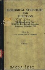 Biological Structure and Function Volume Ⅰ PDF电子版封面