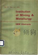 Institution of Mining & Metallurgy Vol.23 Nos.1-6 1973 PDF电子版封面