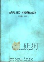 APPLIED HYDROLOGY PDF电子版封面 ZHENMIN ZHOU
