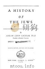 A HISTORY OF THE JEWS PDF电子版封面