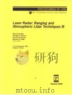 Laser Radar:Ranging and Atmospheric Lidar Techniques Ⅲ PDF电子版封面 0819442712