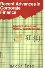 Recent Advances in Corporate Finance PDF电子版封面