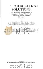 ELECTROLYTE SOLUTIONS PDF电子版封面