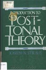 INTRODUCTION TO POST-TONAL THEORY PDF电子版封面 0136866921 JOSEPH N.STRAUS