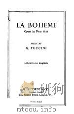 LA BOHEME OPERA IN FOUR ACTS PDF电子版封面 G·PUCCINE