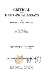 CRITICAL AND HISTORICAL ESSAYS PDF电子版封面