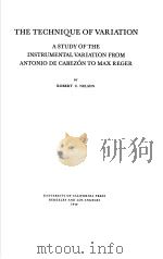 THE TECHNIQUE OF VARIATION PDF电子版封面 ROBERT U·NELSON