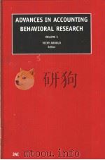 ADVANCES IN ACCOUNTING BEHAVIORAL RESEARCH VOLUME 5 PDF电子版封面 0762309539