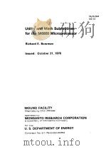 Utility and Math Subroutines for the M6800 Micropuocessor October 31 1978 PDF电子版封面