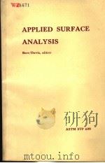 APPLIED SURFACE ANALYSIS PDF电子版封面