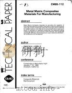 METAL MATRIX COMPLSITES MATERIALS FOR MANUFACTURING PDF电子版封面