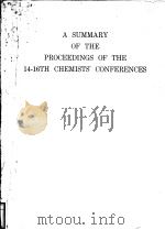 A SUMMARY OF THE PROCEEDINGS OF THE 14-16TH CHEMISTS‘CONFERENCES PDF电子版封面