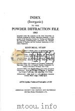 INDEX TO THE POWDER DIFFRACTION FILE 1963 STP 48-M2（ PDF版）