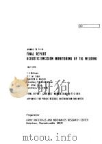 FINAL REPORT ACOUSTIC EMISSION MONITORING OF TIG WELDING PDF电子版封面